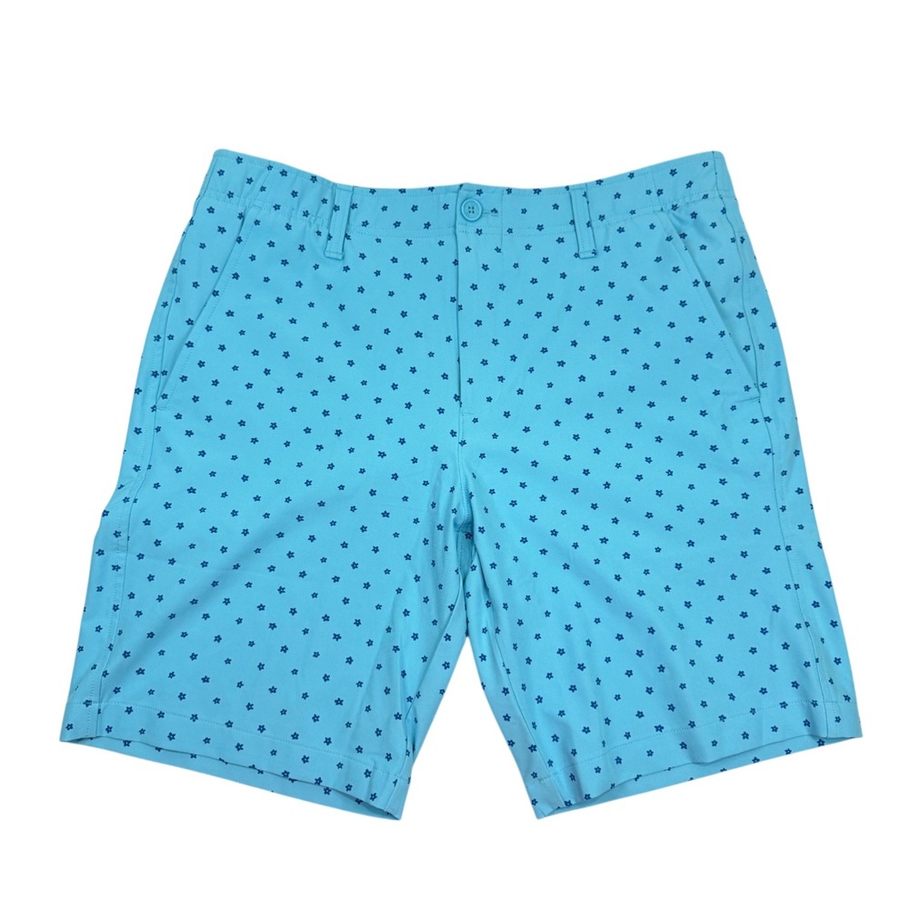 Under Armour Golf Shorts Mens‎ 34 Blue Star Print Performance Stretch Athletic
